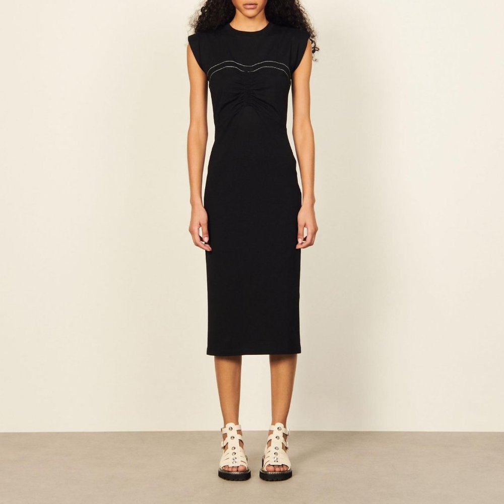 ❤️HOLIDAY SPECIAL❤️ Sandro Kiera Padded Shoulder Cotton Dress